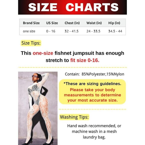 🆕Women White Sexy Fishnet Full Mesh Jumpsuit Body Stockings Halloween Costume - Picture 7 of 7